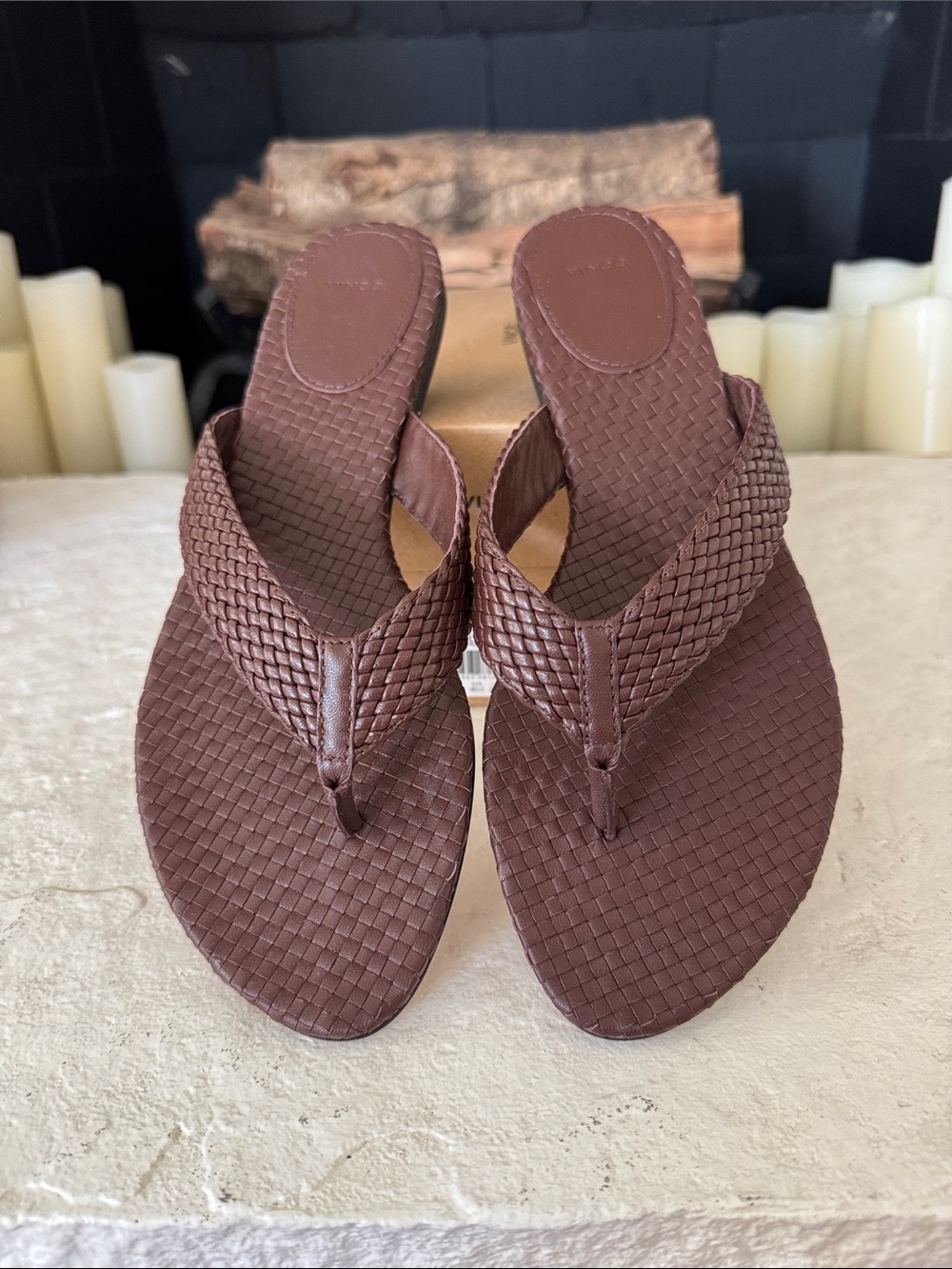 NWT Vince Lotus Molten Brown Woven Leather Sandals